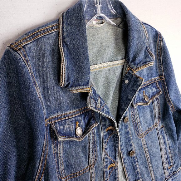 Free People Denim Jacket Jean Distressed Boho size S Casual - Picture 3 of 13